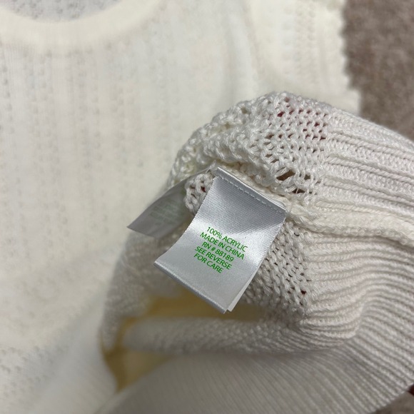 Lilly Pulitzer Joilette Sweater Open Knit Ruffle Sleeve Women Size Large White - Picture 6 of 7